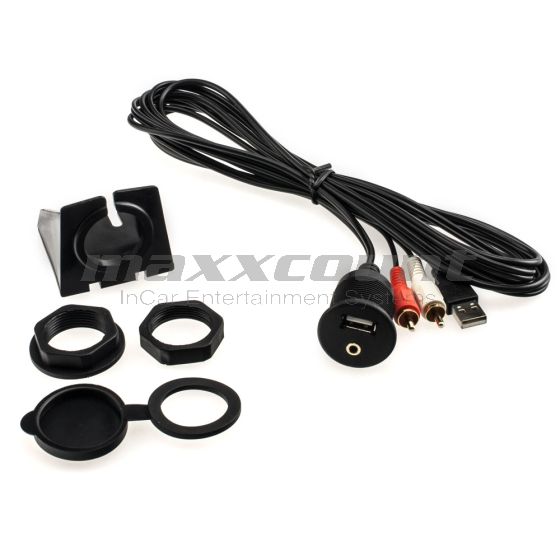 USB & 3.5mm AUX Flush Mount Socket / Extension (incl. Surface Mount) especially for devices with RCA