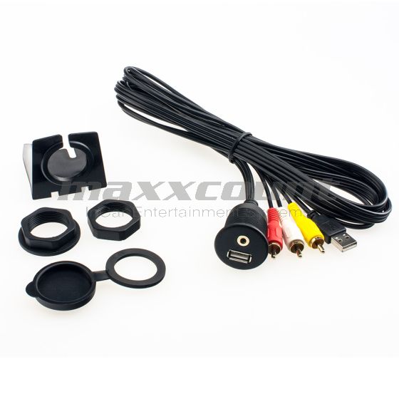 USB & 3.5mm AUX Flush Mount Socket / Extension (incl. Surface Mount) especially for devices with RCA & Video