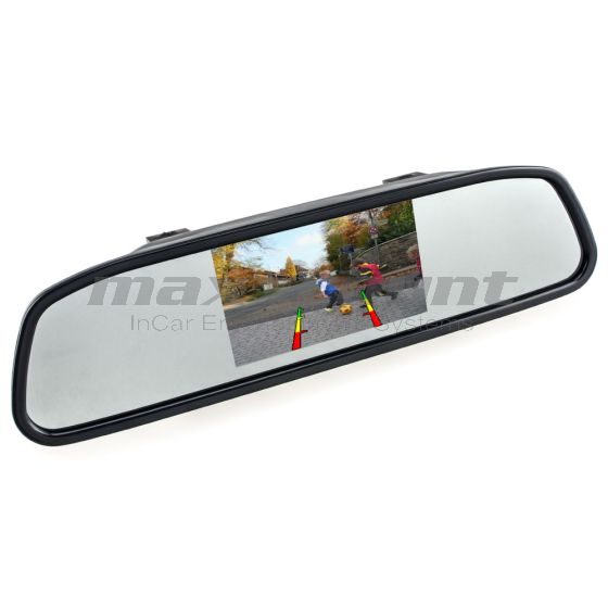 Rückspiegel + integriertem 10,9cm (4,3 Zoll) Monitor mit 2x Videoeingänge für Rückfahrkamera, DVD, TV etc.
