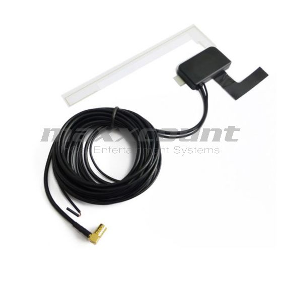 Aktive Glasklebe-Innenantenne für DAB+ mit SMB Buchse & ext. Speisung, BIII/L-Band, +15dB/12dB, 3m