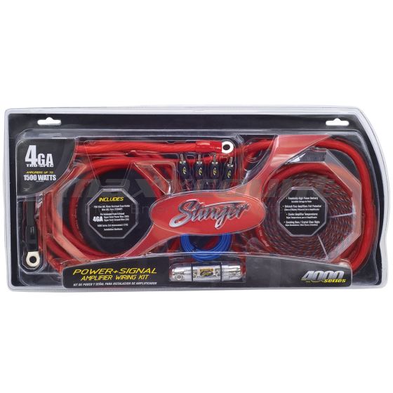 Stinger SK4641 Verstärker Anschluss-Set OFC 4000 Serie 1500 Watt / 150A / 4 Gauge (25mm²) mit Cinch Anschlusskabel